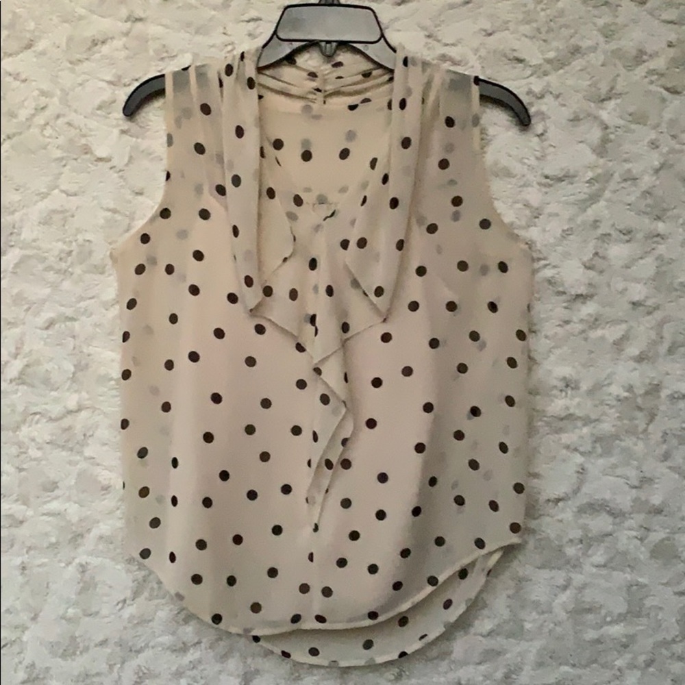 Ann Taylor Black/Tan Polk Dot Blouse w/Cami SzXS